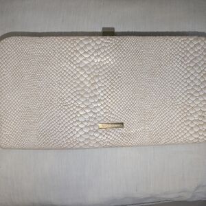 BCBGMaxAzria Ivory Snake-Embossed Clutch